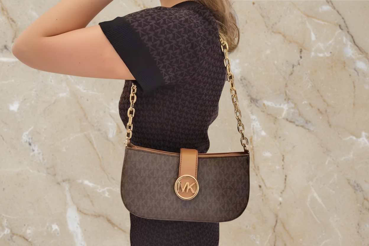 MICHAEL KORS CARMEN LEATHER POUCHETTE SHOULDER BAG ONLY
