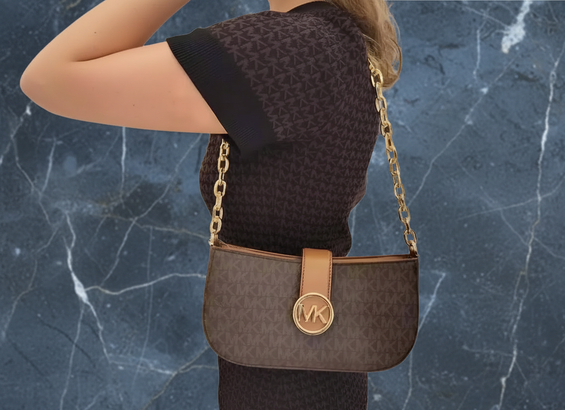 MICHAEL KORS CARMEN LEATHER POUCHETTE SHOULDER BAG ONLY