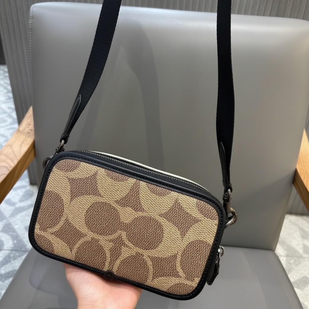 COACH WYATT CAMERA BAG - MULTI COLOR BLOCKED SAND/TAN