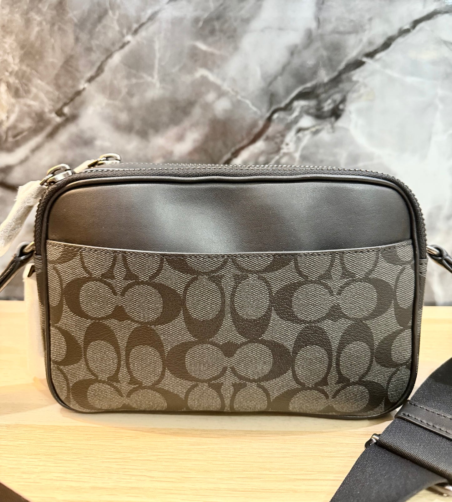 COACH GRAHAM CROSSBODY - SIGNATURE COATED CANVAS/CHARCOAL BLACK