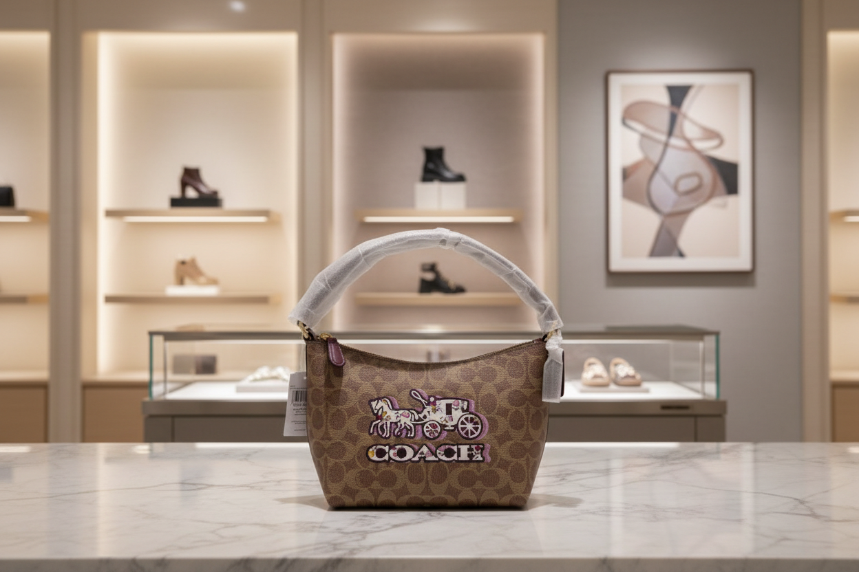 حقيبة كتف/حقيبة كروس بودي من كوتش بايتون بنقشة الحصان والعربة المميزة