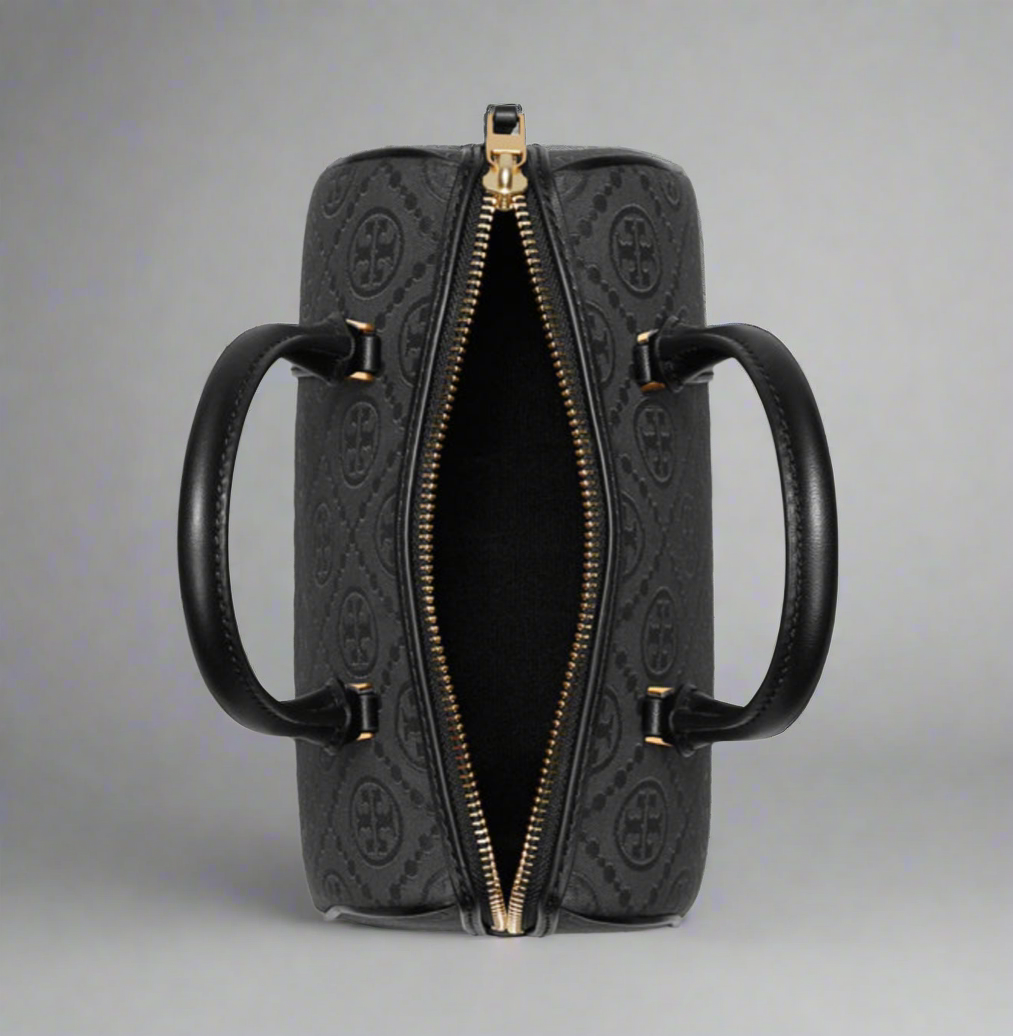TORY BURCH PETITE JACQUARD T MONOGRAM BARREL - BLACK