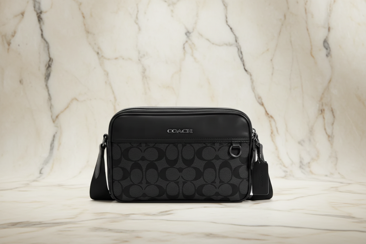 COACH GRAHAM CROSSBODY - SIGNATURE COATED CANVAS/CHARCOAL BLACK