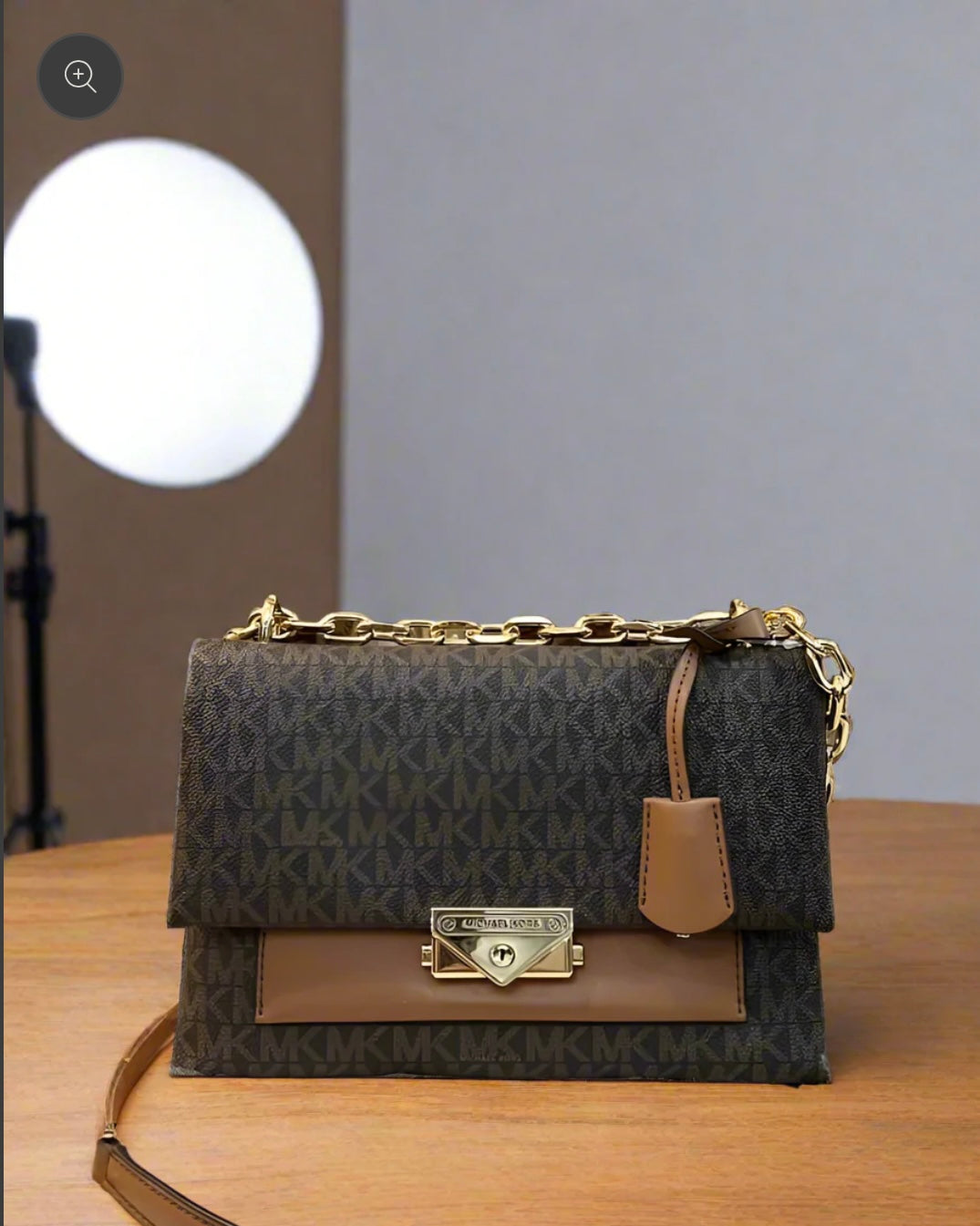 MICHAEL KORS CECE MEDIUM FLAP MONO BROWN