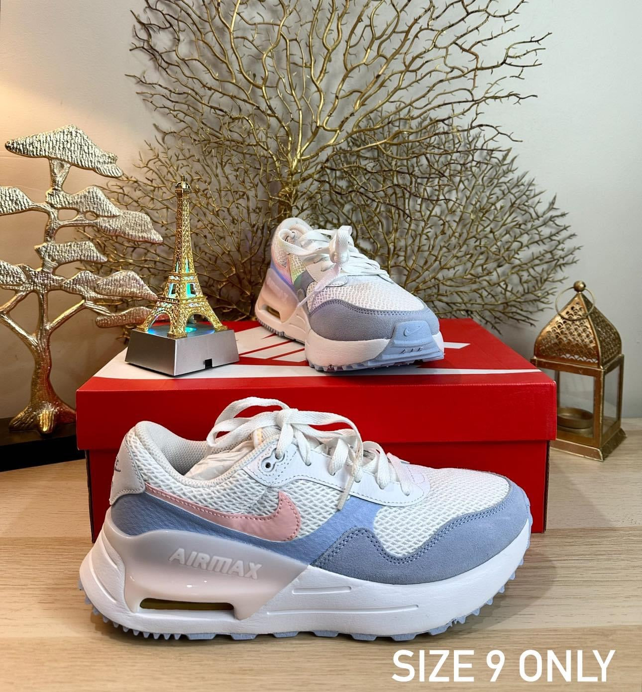 NIKE AIR MAX SYSTM WOMEN’S SHOES - SIZE: US 9/EURO 40.5/26 CM - WHITE PINK BLOOM COBALT BLISS
