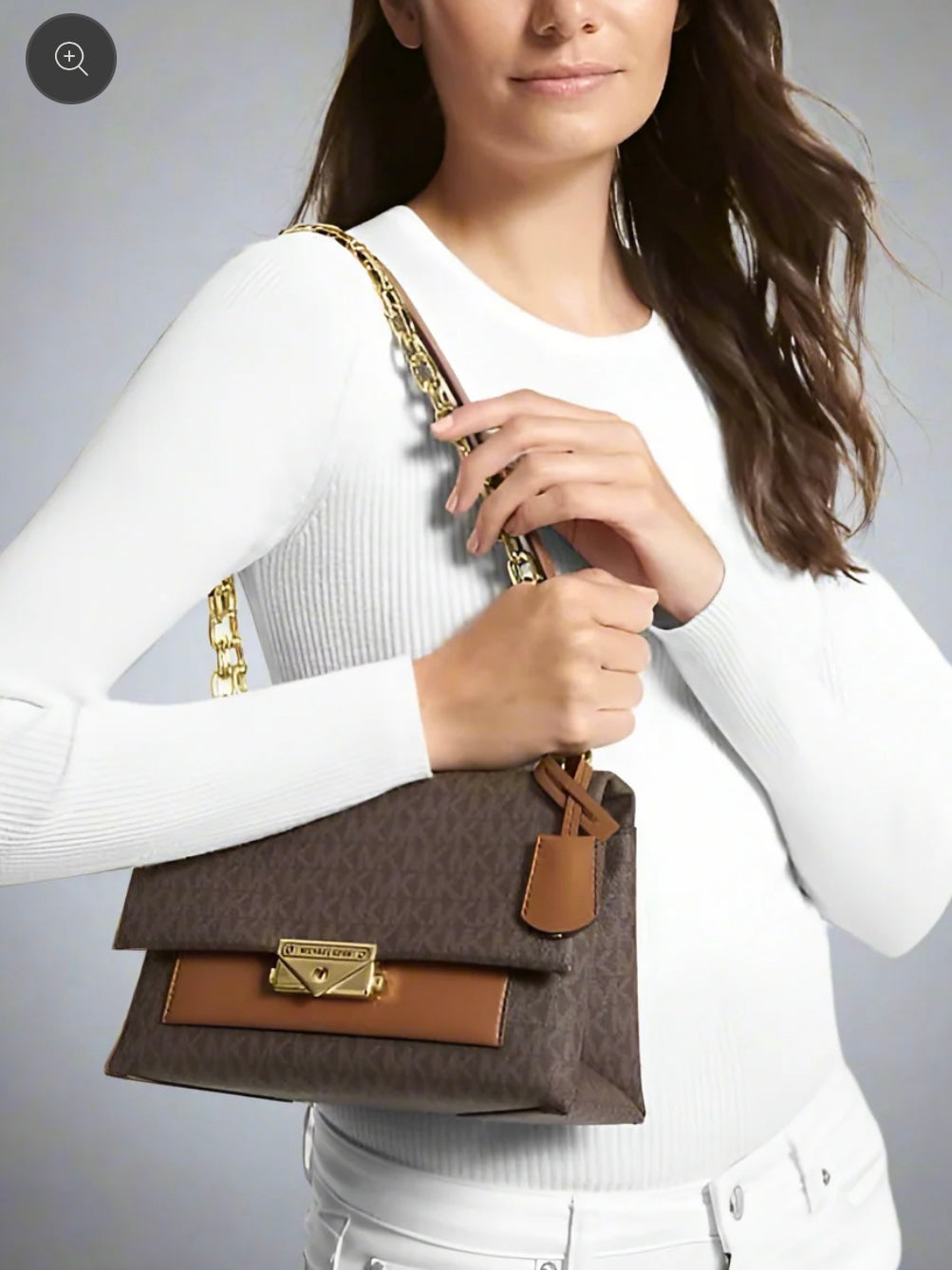 MICHAEL KORS CECE MEDIUM FLAP MONO BROWN