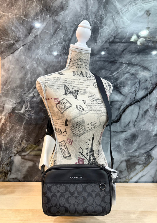 COACH GRAHAM CROSSBODY - SIGNATURE COATED CANVAS/CHARCOAL BLACK