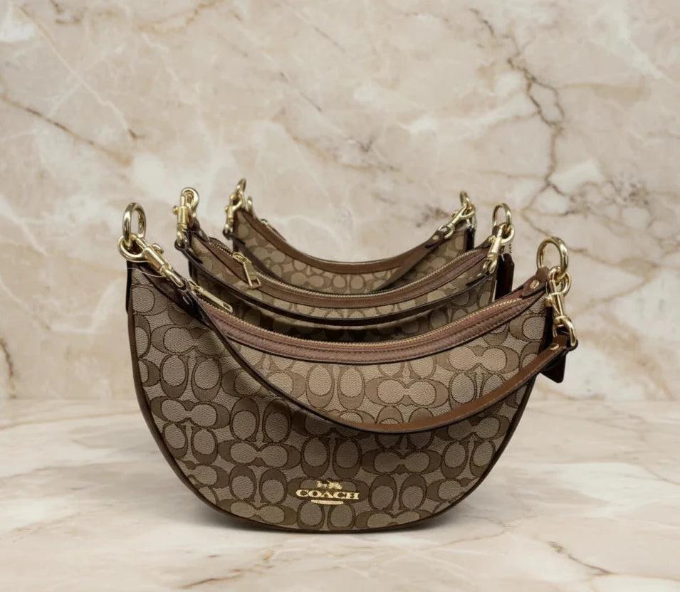 COACH ARIA SHOULDER BAG/CROSSBODY BAG IN SIGNATURE JACQUARD KHAKI