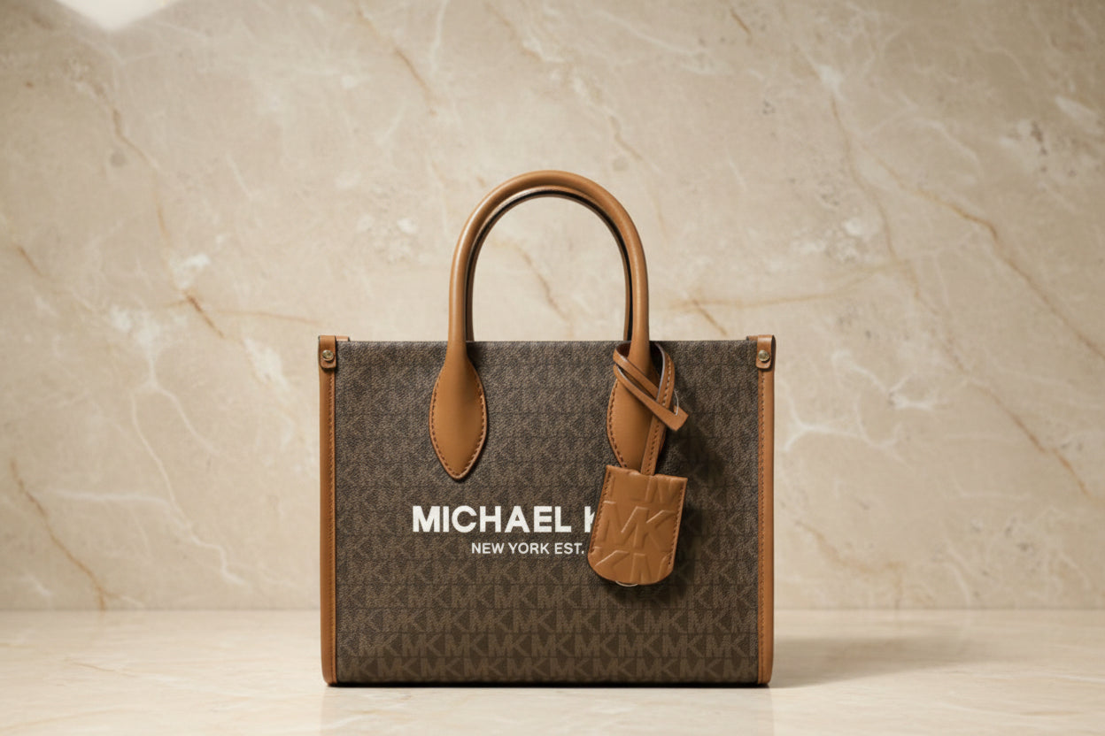 MICHAEL KORS MIRELLA SMALL SHOPPER TOP ZIP CROSSBODY BAG - BROWN ACORN