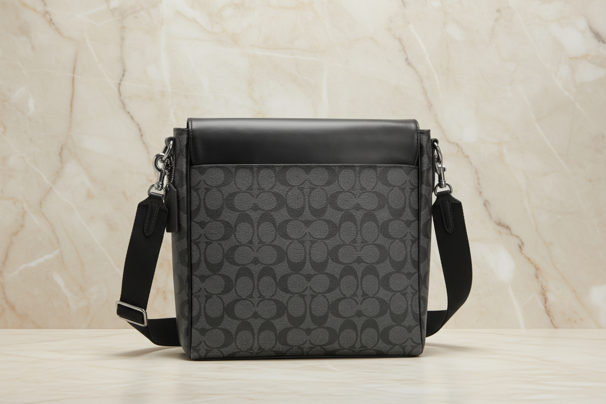 COACH HOUSTON MAP CROSSBODY BAG - SIGNATURE COATED CANVAS & REFINED CALF LEATHER