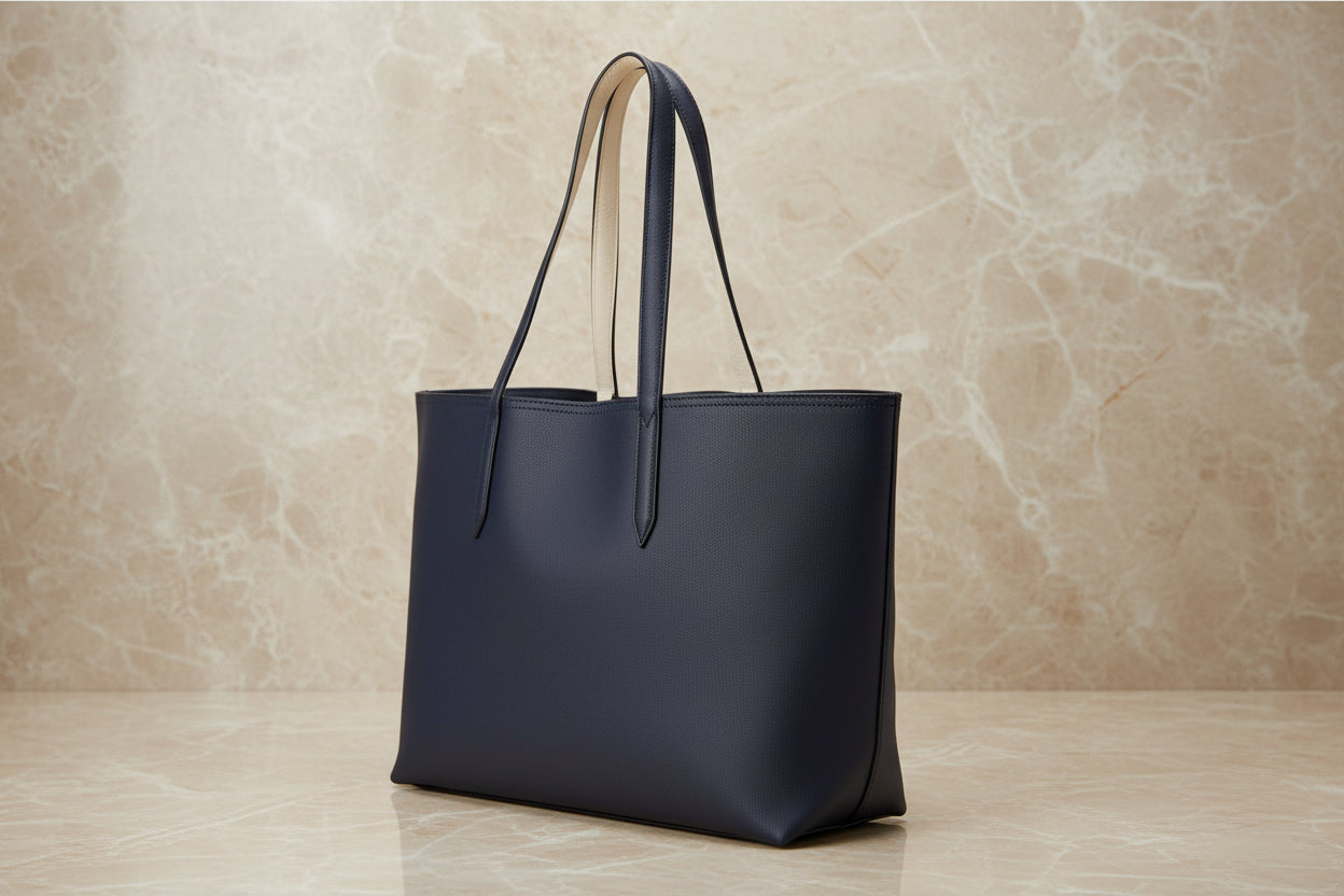 LACOSTE LARGE TOTE WITH LARGE POUCH - REVERSIBLE - NAVY BLUE