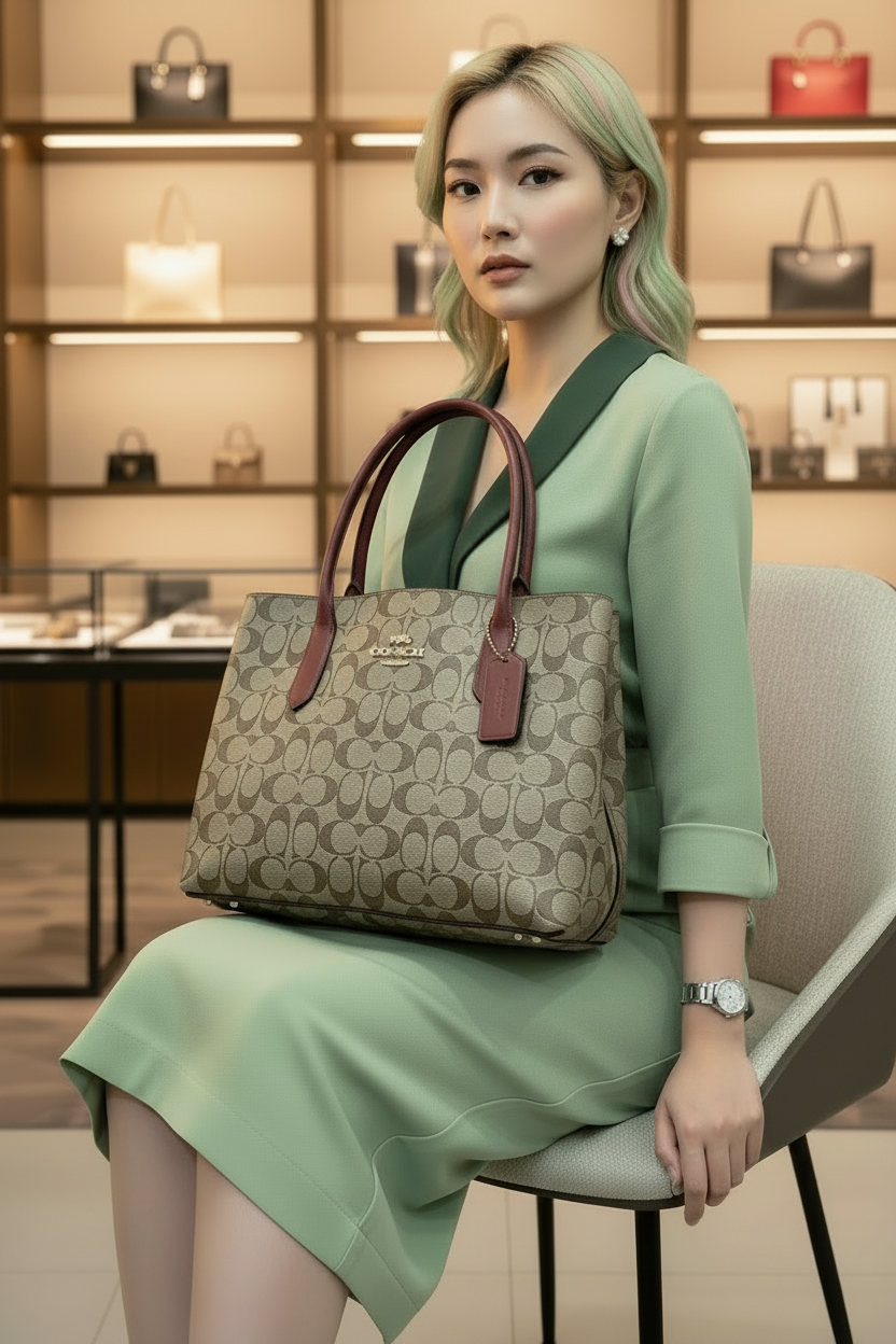 COACH AVENUE CARRYALL IN SIGNATURE BROWN/PINK