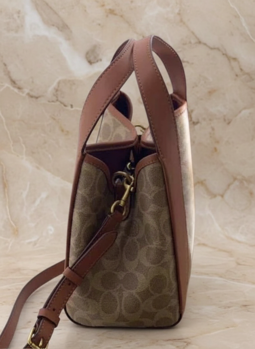 COACH HADLEY HOBO 21 - SIGNATURE CANVAS TAN RUST