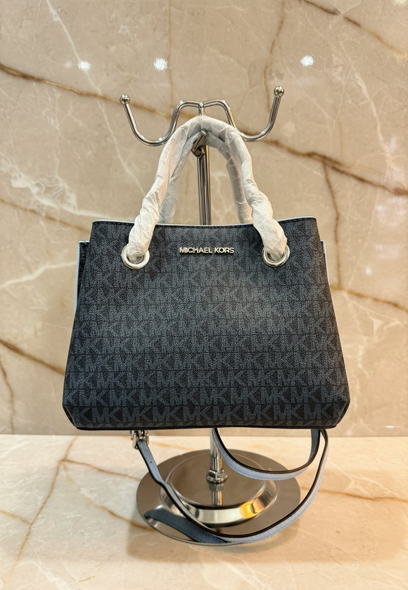 MICHAEL KORS SMALL TEAGEN LEATHER SATCHEL - SIGNATURE ADMIRAL BLUE