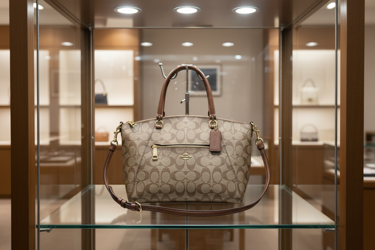 COACH SMALL PRAIRIE SATCHEL IN SIGNATURE CANVAS KHAKI BROWN