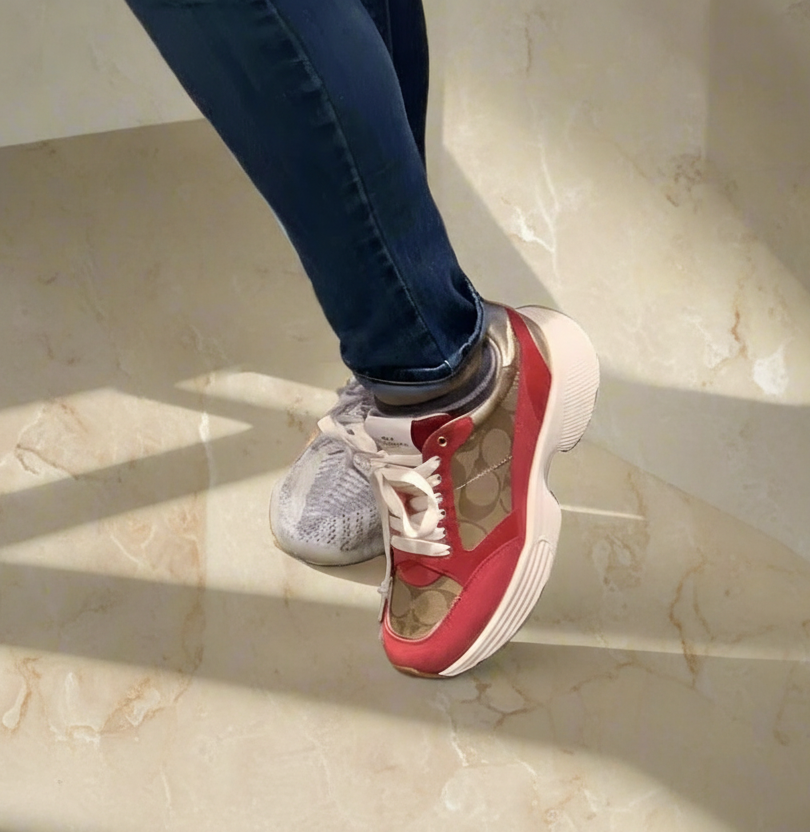 COACH JACQUARD SNEAKERS - SIG BROWN/RED