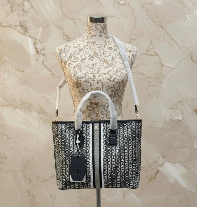 TORY BURCH GEMINI LINK ZIP TOP TOTE SMALL CANVAS