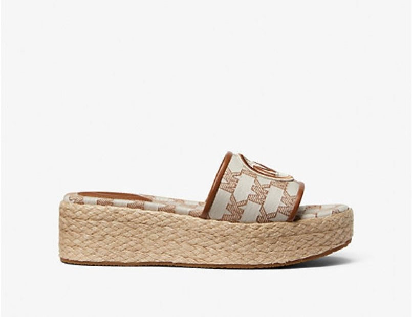 MICHAEL KORS INDIRA WEDGE - JACQUARD BEIGE SIZE 6 CAN FIT TO SIZE 6.5