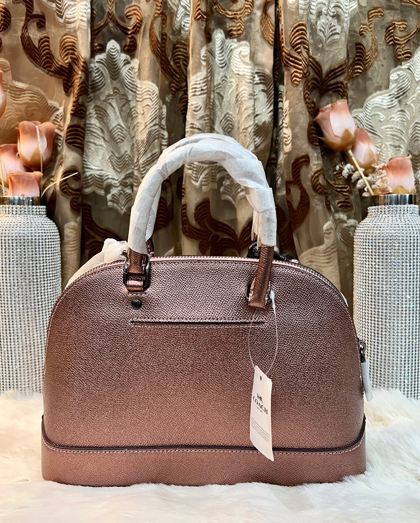 COACH MINI SIERRA SATCHEL - METALLIC DARK BLUSH