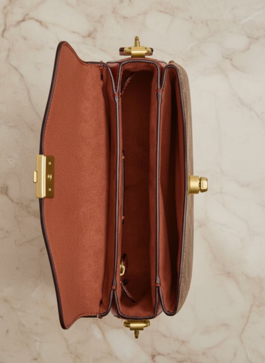 COACH CASSIE 19 3 in 1/ 3 STRAP IN SIGNATURE CANVAS - TAN RUST - MISSING PRICE TAG