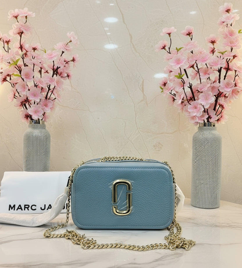 MARC JACOBS GLAM SHOT 21 PEBBLE CALF LEATHER - BLUE