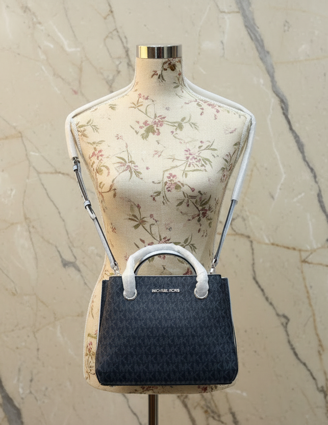 MICHAEL KORS SMALL TEAGEN LEATHER SATCHEL - SIGNATURE ADMIRAL BLUE