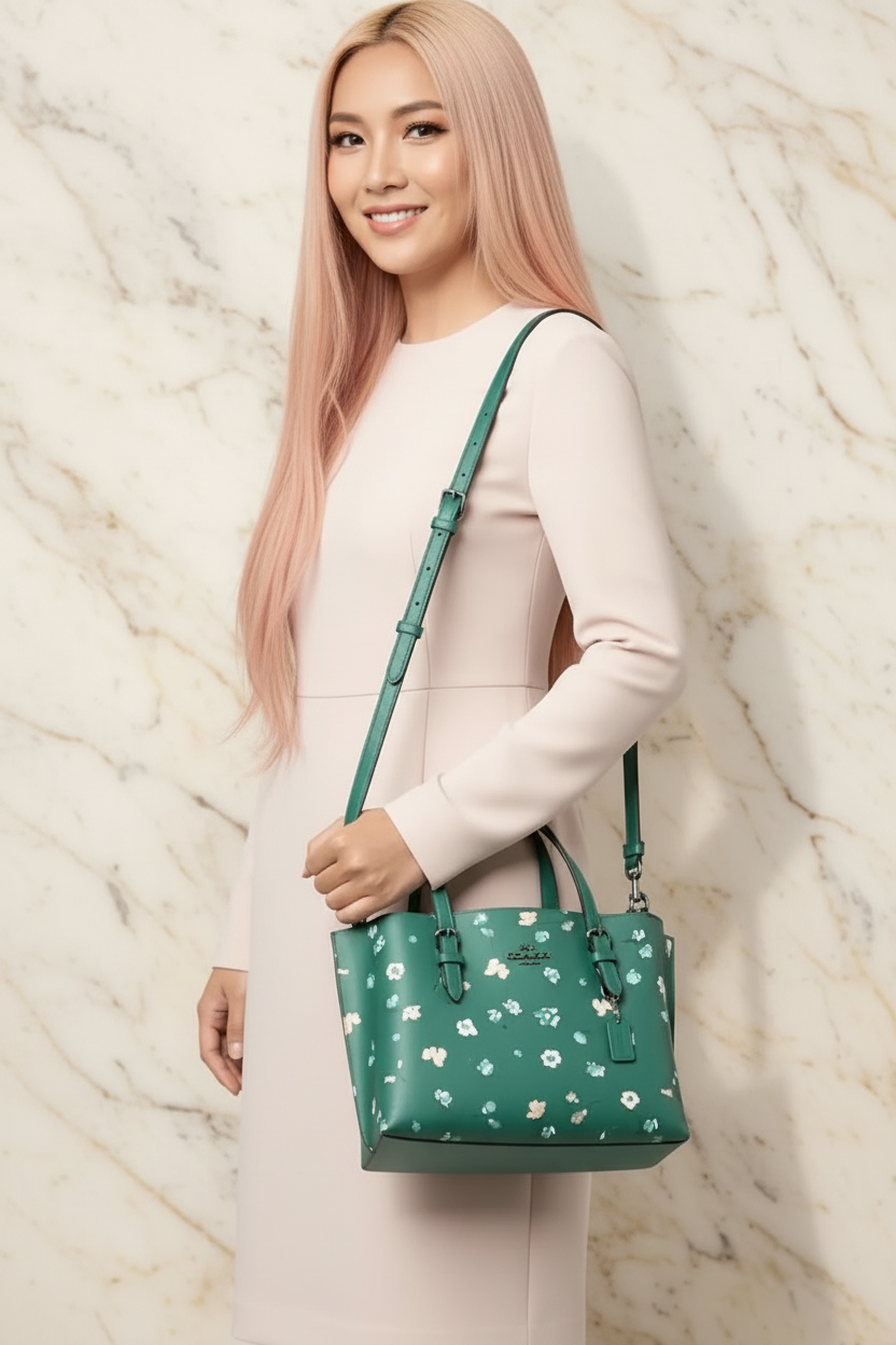 ‼️ SALE ‼️ COACH MOLLIE TOTE 25 WITH MYSTICAL FLORAL PRINT IN GREEN MULTI