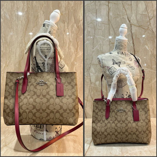COACH AVENUE CARRYALL IN SIGNATURE BROWN/PINK