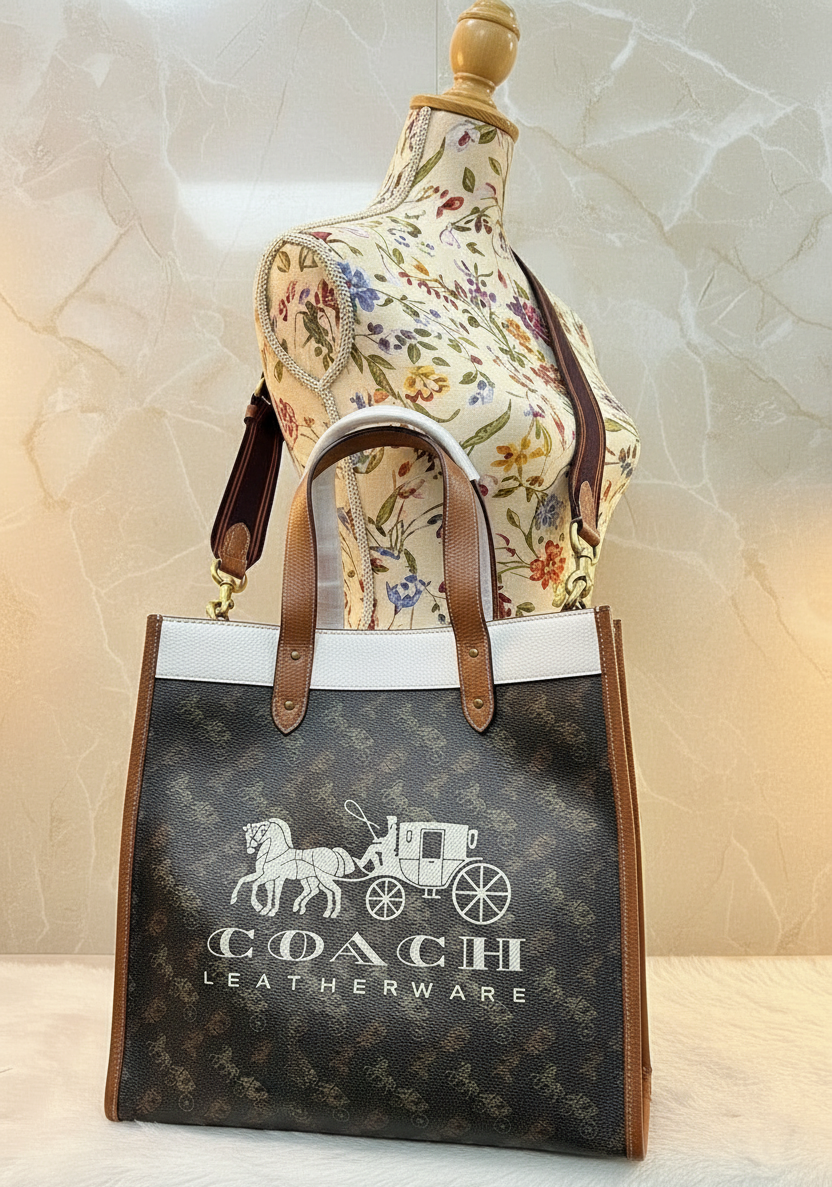 حقيبة تسوق من كوتش فيلد مزينة بطبعة حصان وعربة