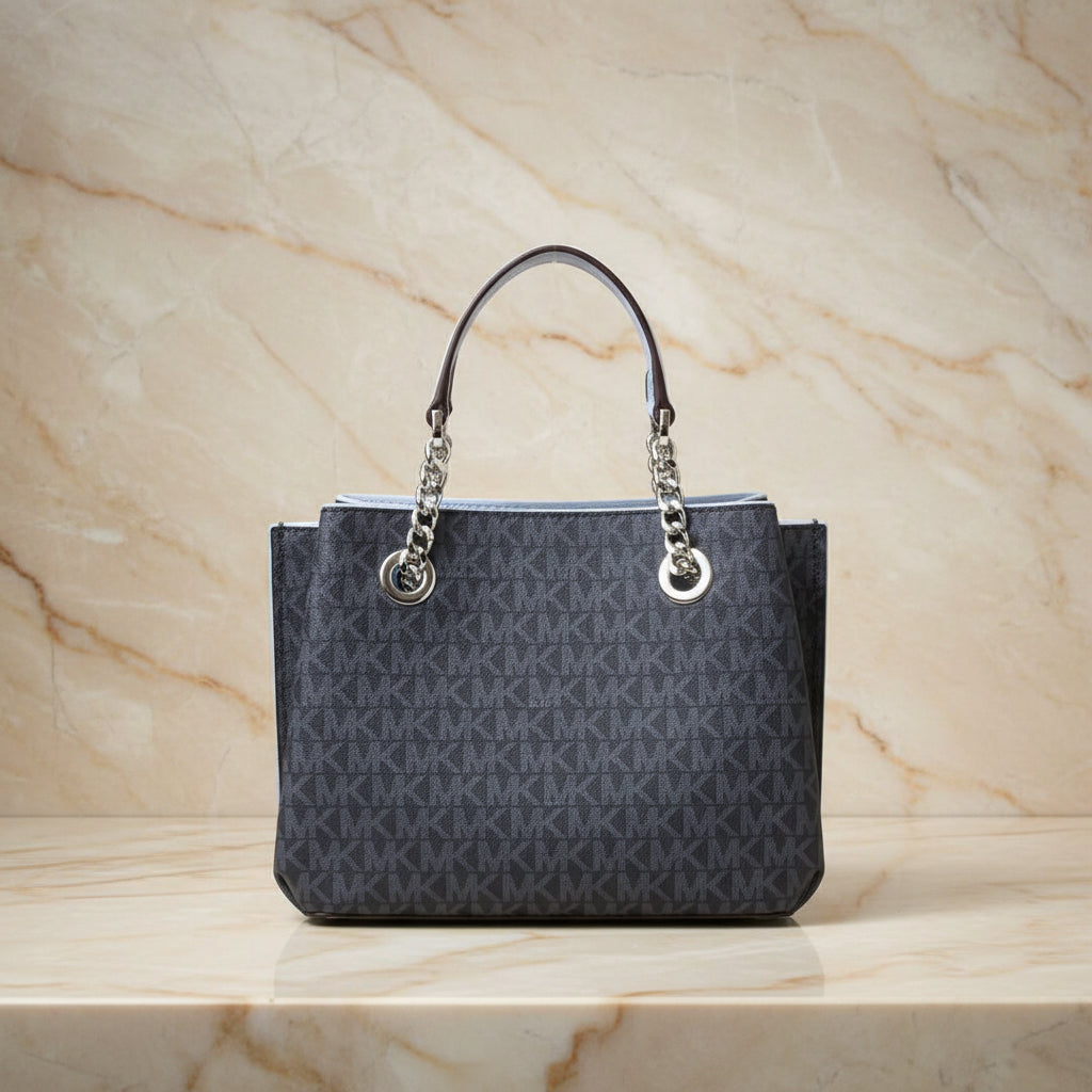 MICHAEL KORS SMALL TEAGEN LEATHER SATCHEL - SIGNATURE ADMIRAL BLUE