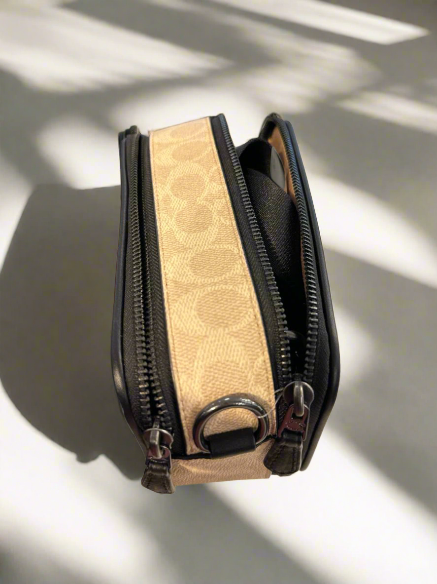 COACH WYATT CAMERA BAG - MULTI COLOR BLOCKED SAND/TAN