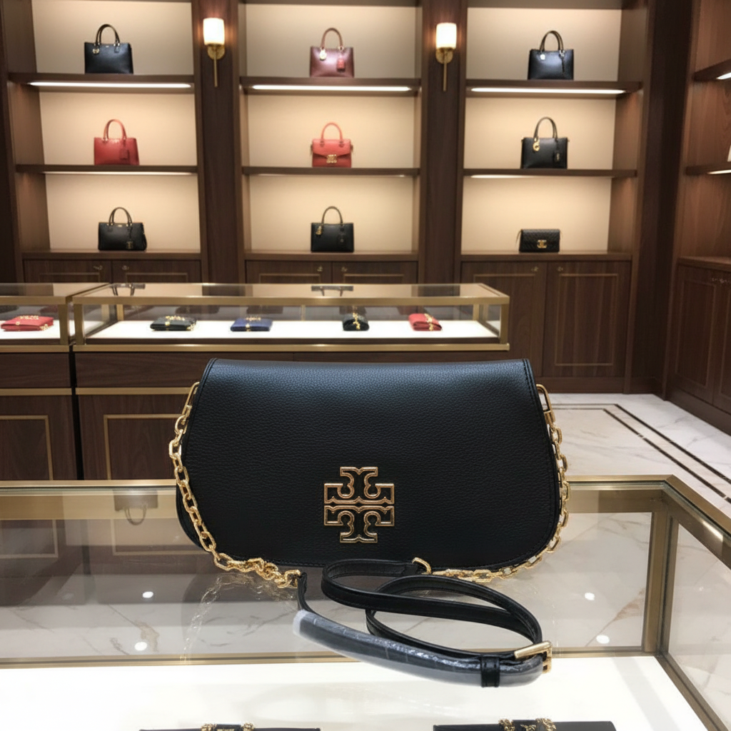 Tory Burch Britten Convertible Clitch Crossbody Chain Flap