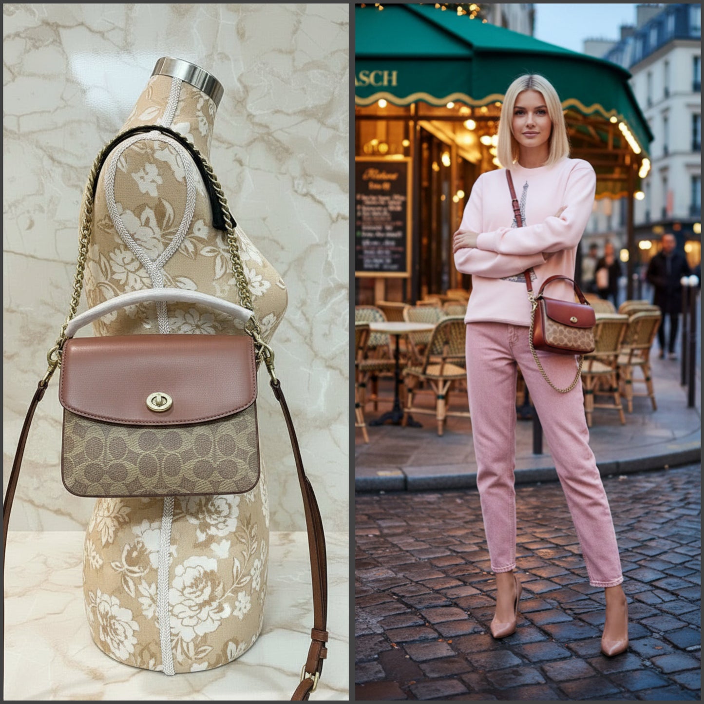 COACH CASSIE 19 3 in 1/ 3 STRAP IN SIGNATURE CANVAS - TAN RUST - MISSING PRICE TAG
