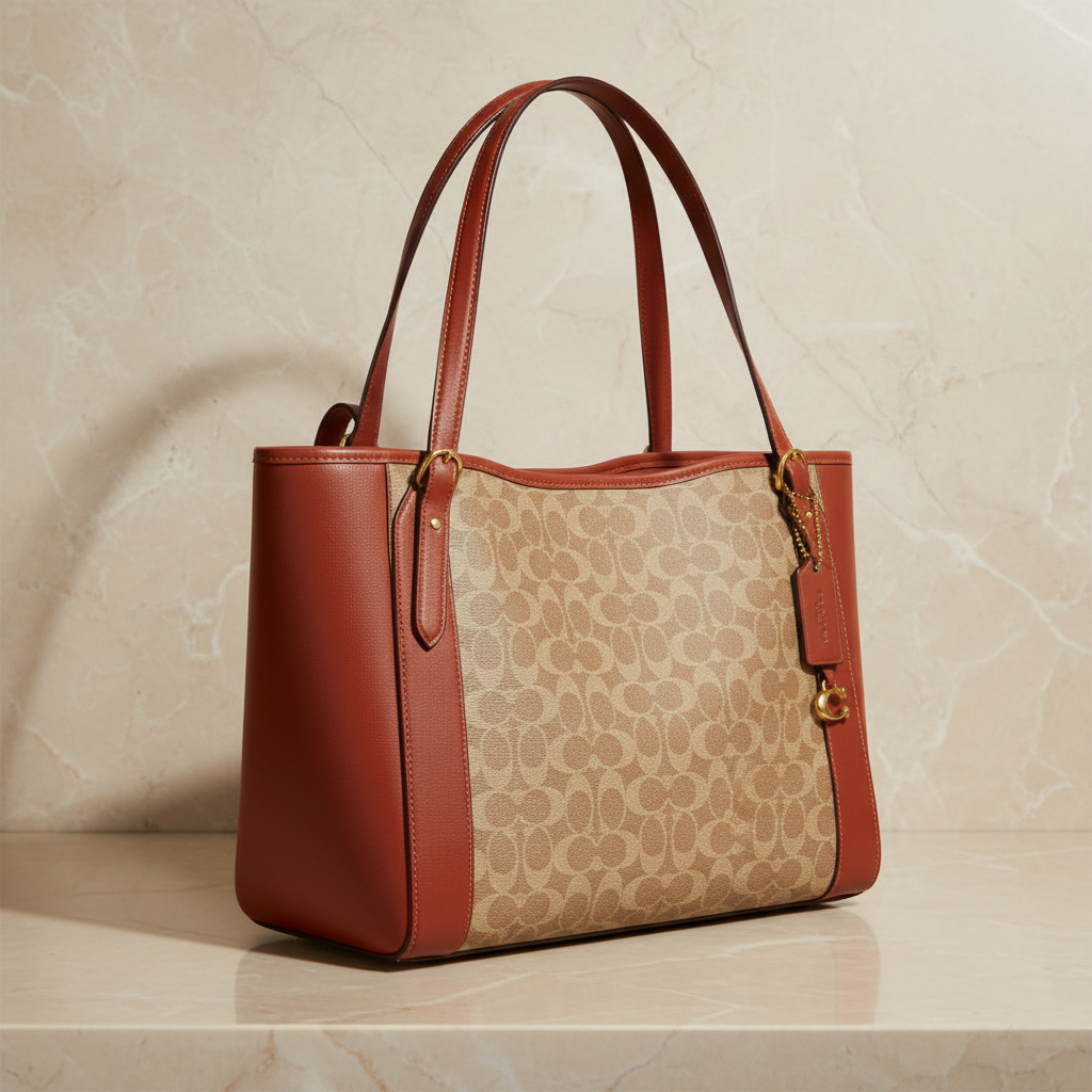 COACH ALANA ZIP TOTE IN SIGNATURE CANVAS - TAN RUST