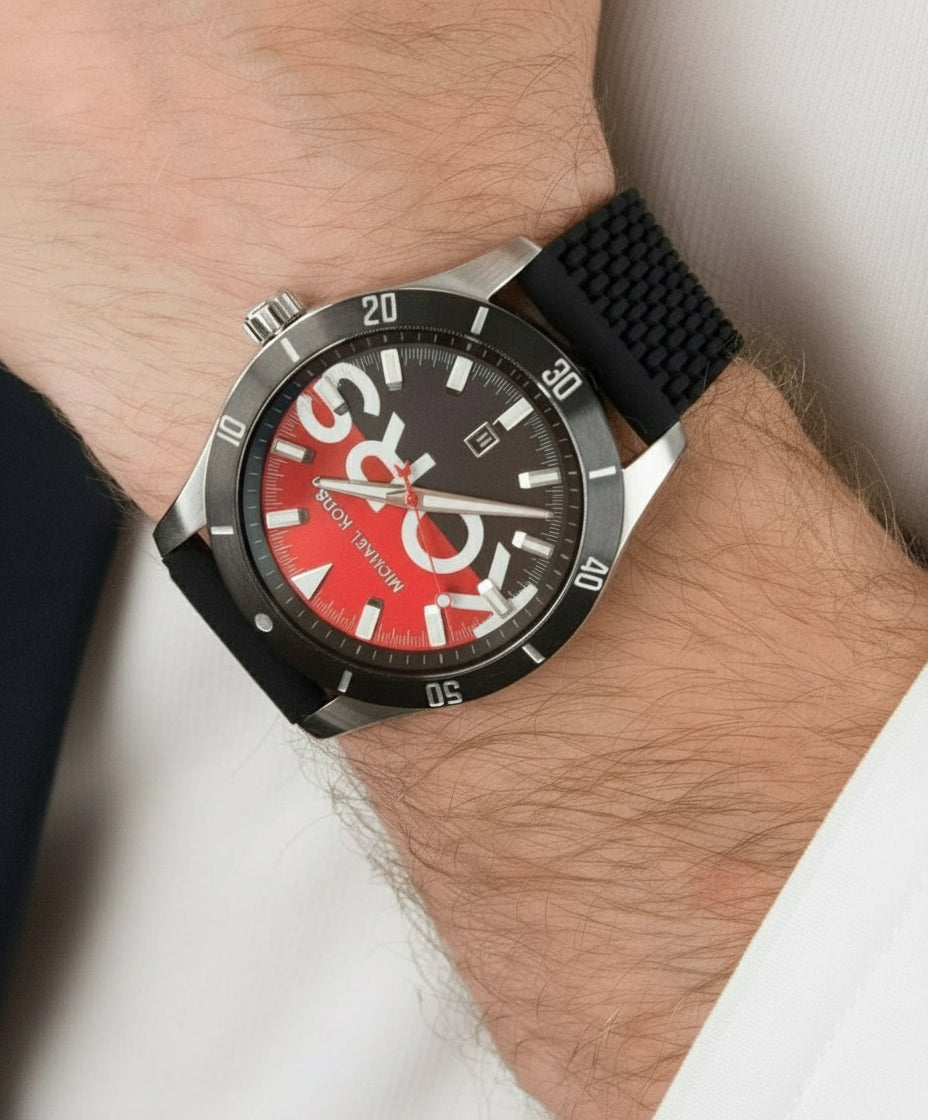 ساعة مايكل كورس لايتون الرجالية المصنوعة من السيليكون الأسود