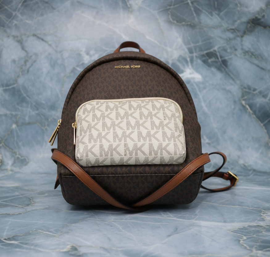 MICHAEL KORS MEDIUM ERIN BACKPACK - SIGNATURE BROWN/WHITE