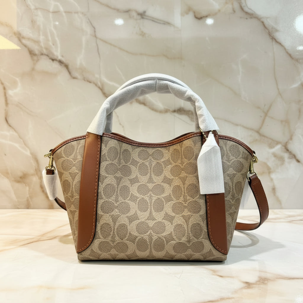 COACH HADLEY HOBO 21 - SIGNATURE CANVAS TAN RUST