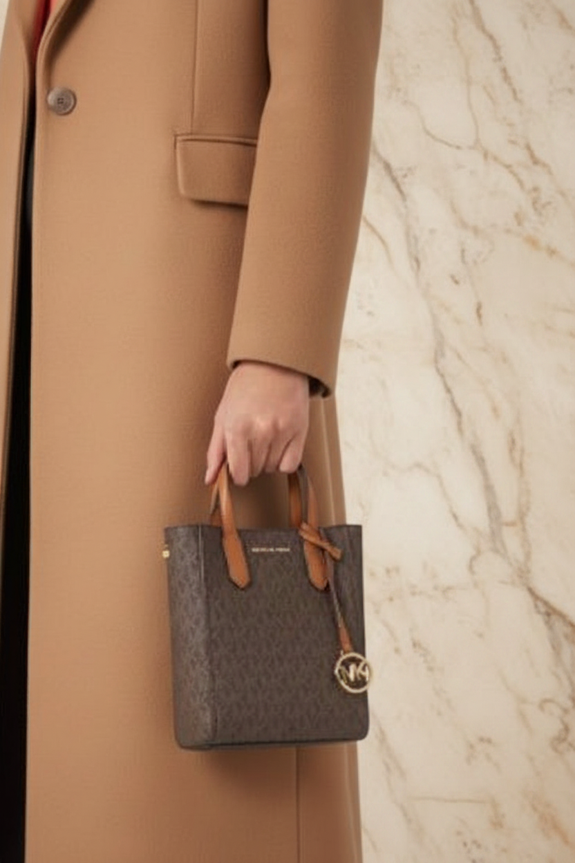 MICHAEL KORS SINCLAIR XS SIGNATURE LOGO CROSSBODY BAG - BROWN/ACORN ( RETAIL ITEM ) NO DUSTBAG/NO PAPERBAG