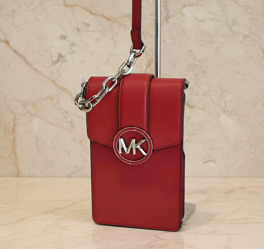 MICHAEL KORS CARMEN SMARTPHONE CROSSBODY - RED