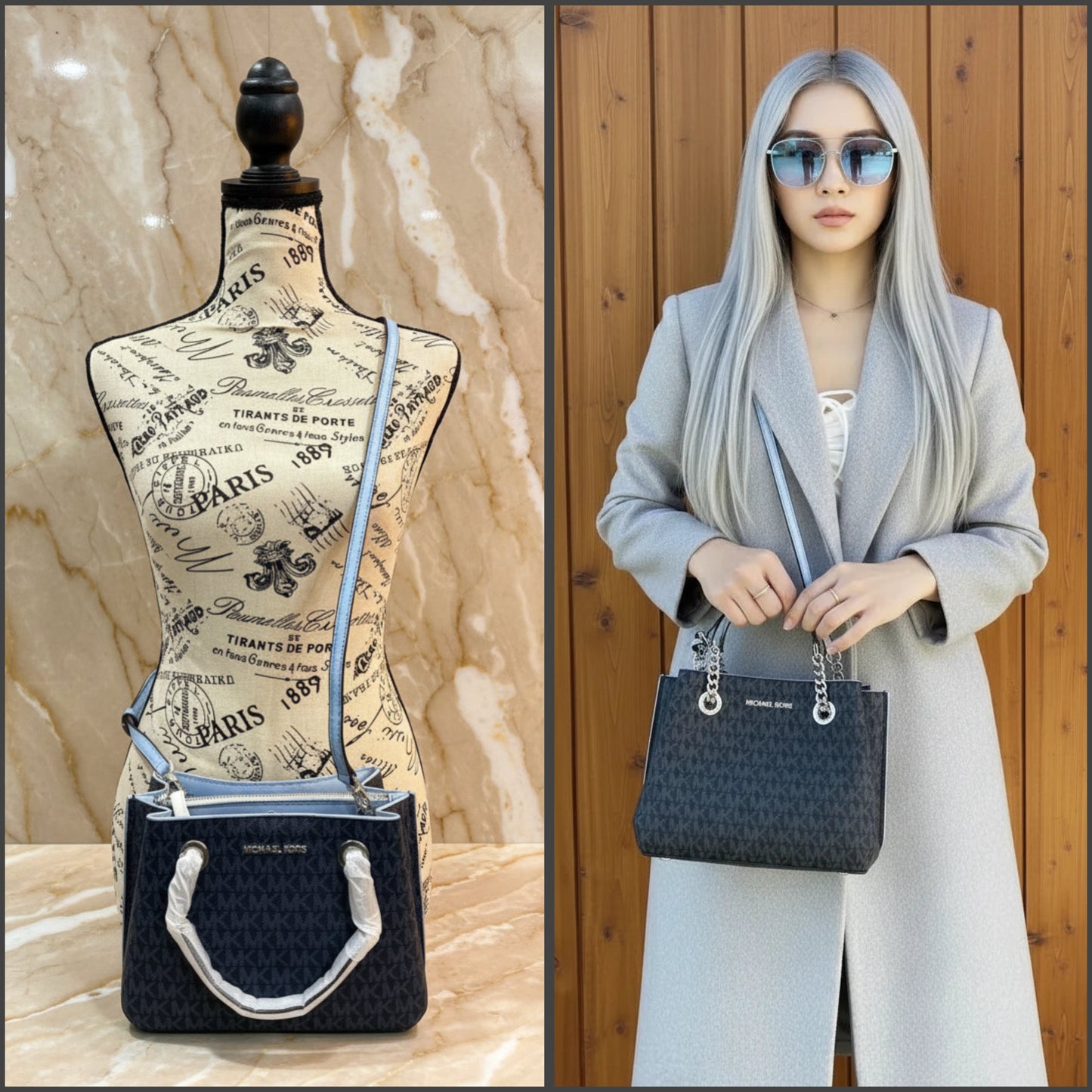 MICHAEL KORS SMALL TEAGEN LEATHER SATCHEL - SIGNATURE ADMIRAL BLUE