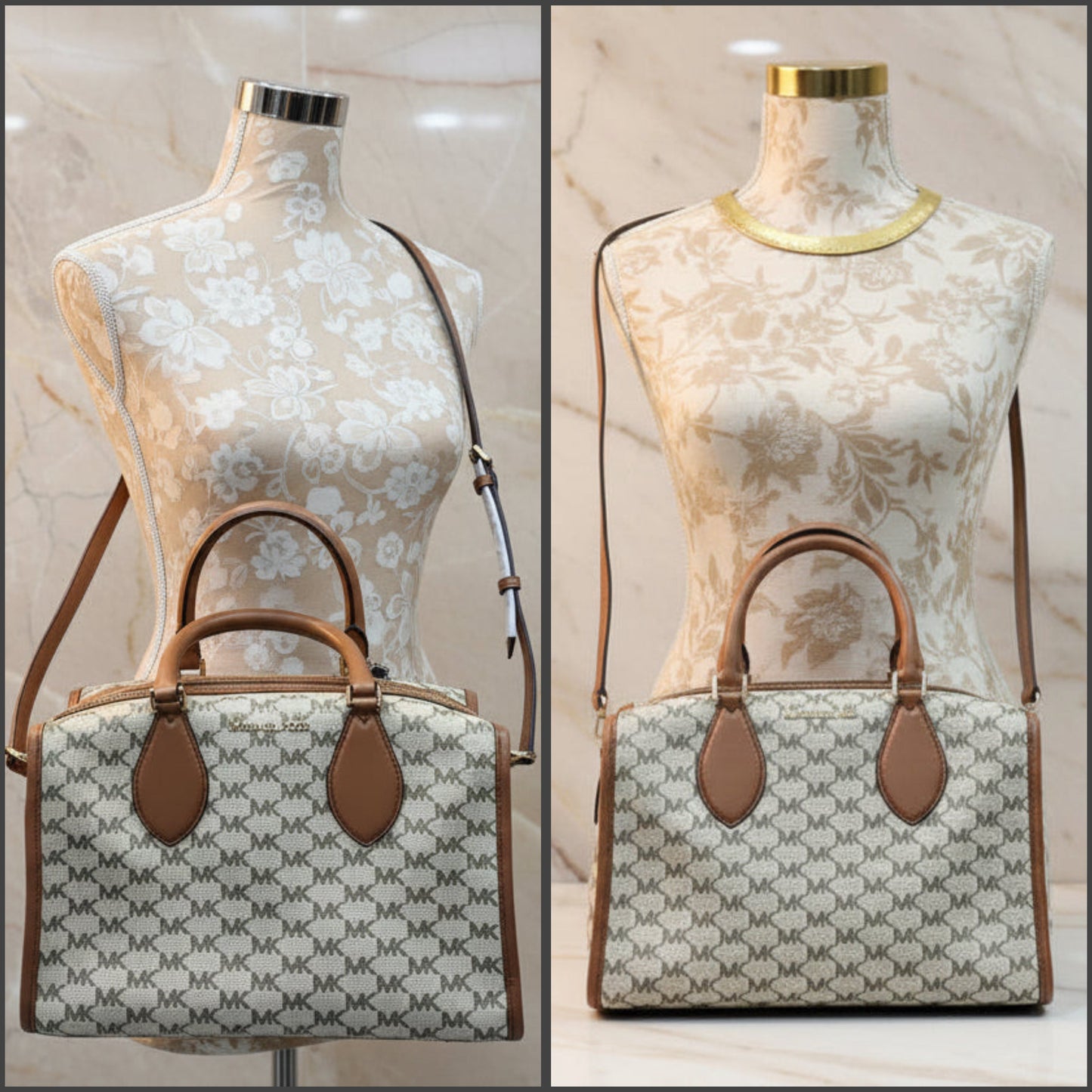 MICHAEL KORS BUNDLE CONNIE DUFFLE LARGE IN SIGNATURE CANVAS LEATHER & LARGE ZIP POUCH