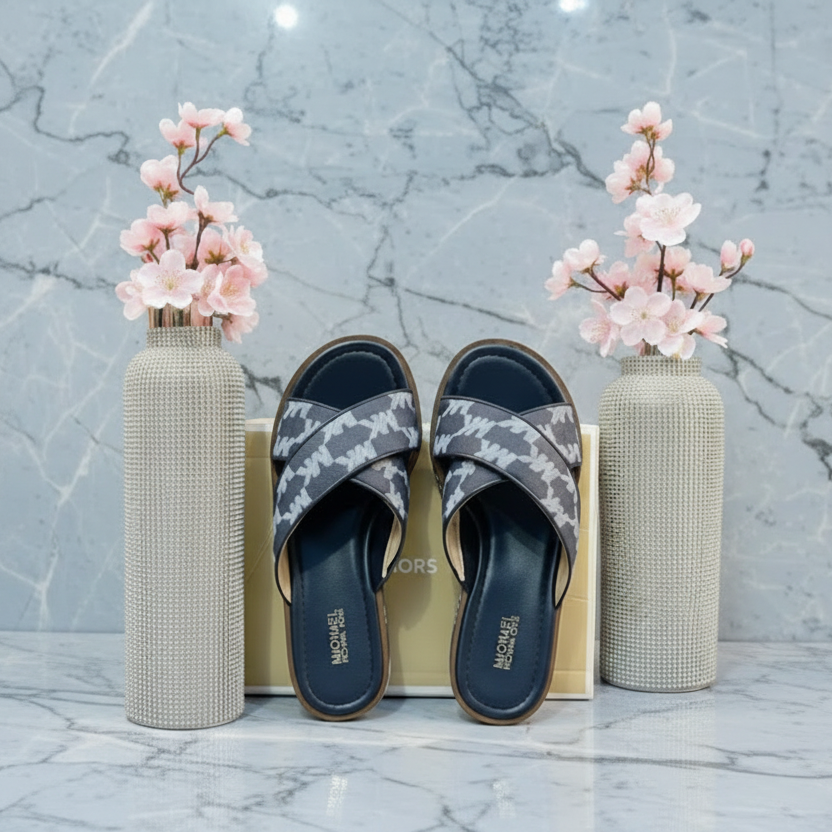 MICHAEL KORS INDIRA WEDGE SANDALS - SIGNATURE BLUE - CAN FIT FROM SIZE 5.5