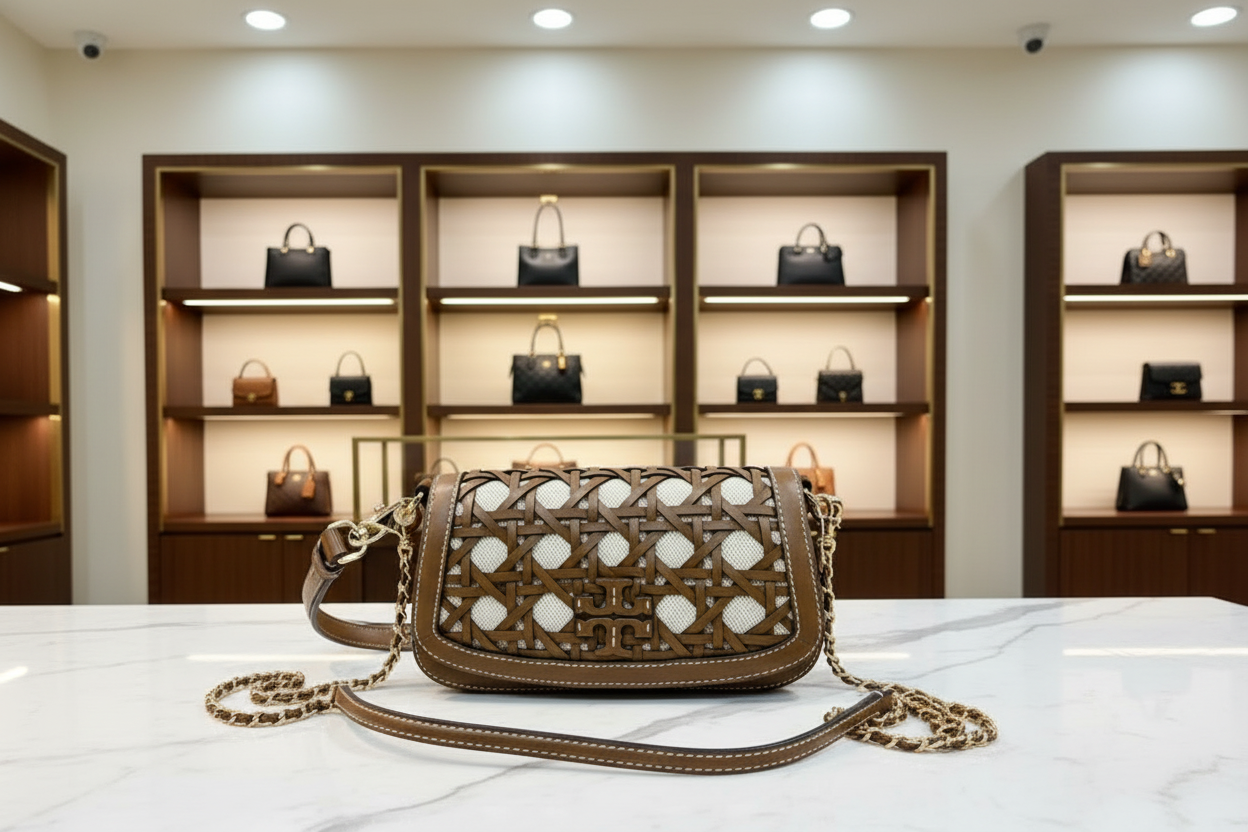 حقيبة كتف/حقيبة يد قابلة للتحويل من قماش بريتن المنسوج من توري بورش - لون موس