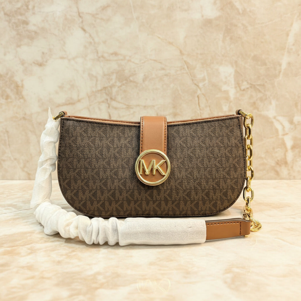 MICHAEL KORS CARMEN LEATHER POUCHETTE SHOULDER BAG ONLY