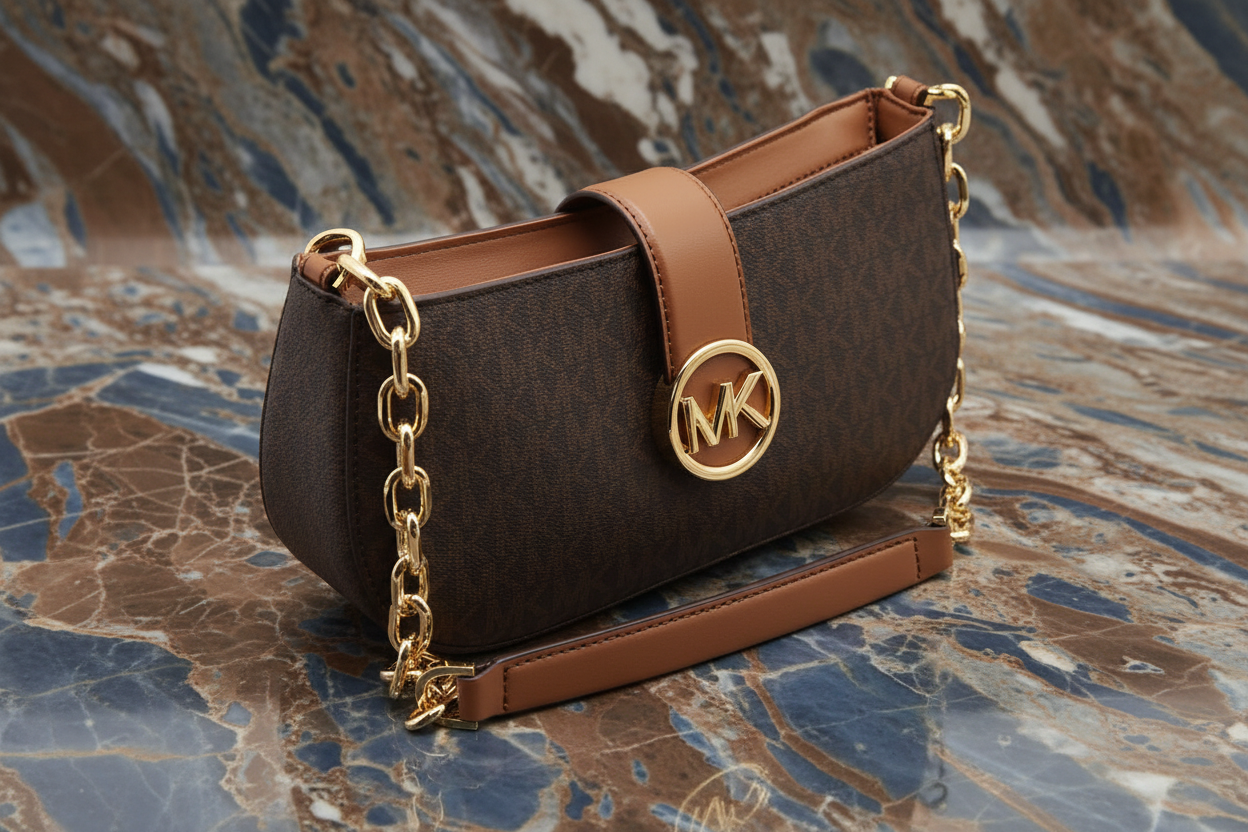 MICHAEL KORS CARMEN LEATHER POUCHETTE SHOULDER BAG ONLY