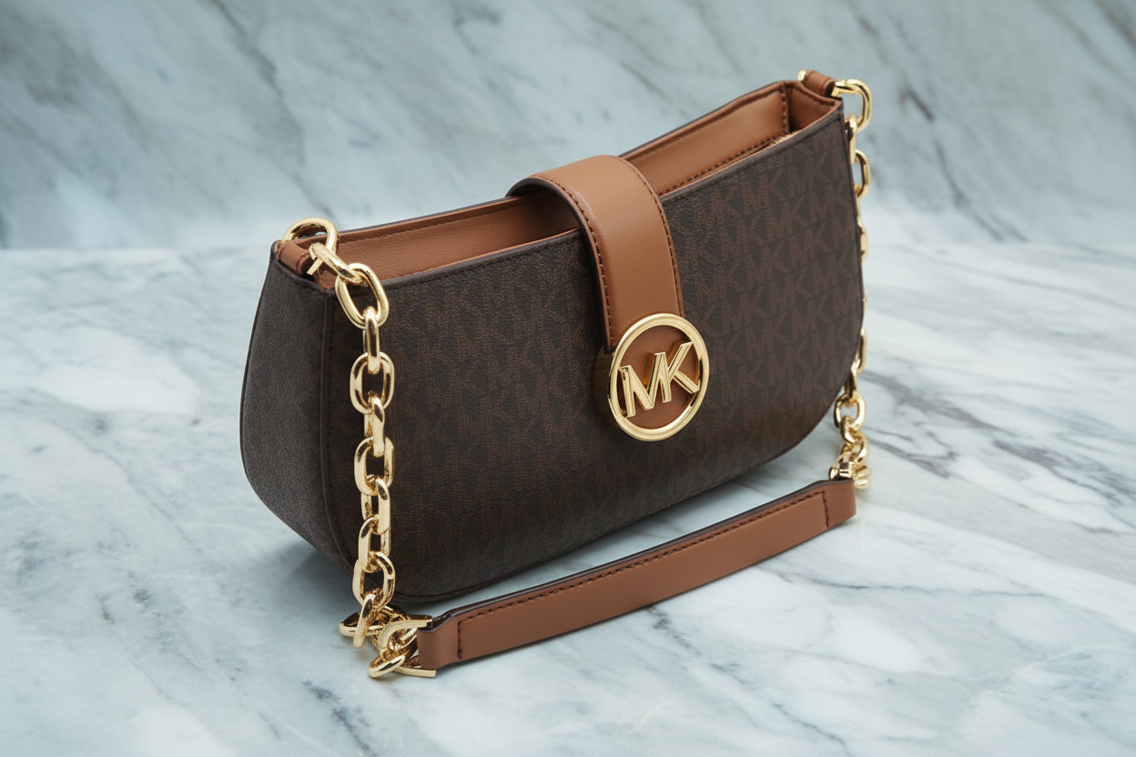 MICHAEL KORS CARMEN LEATHER POUCHETTE SHOULDER BAG ONLY
