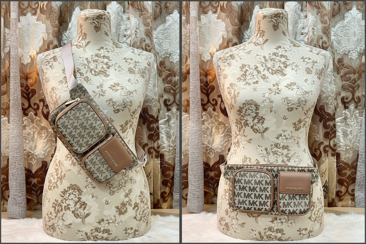MICHAEL KORS HANOVER MEDIUM JACQUARD BELTBAG/BODY BAG