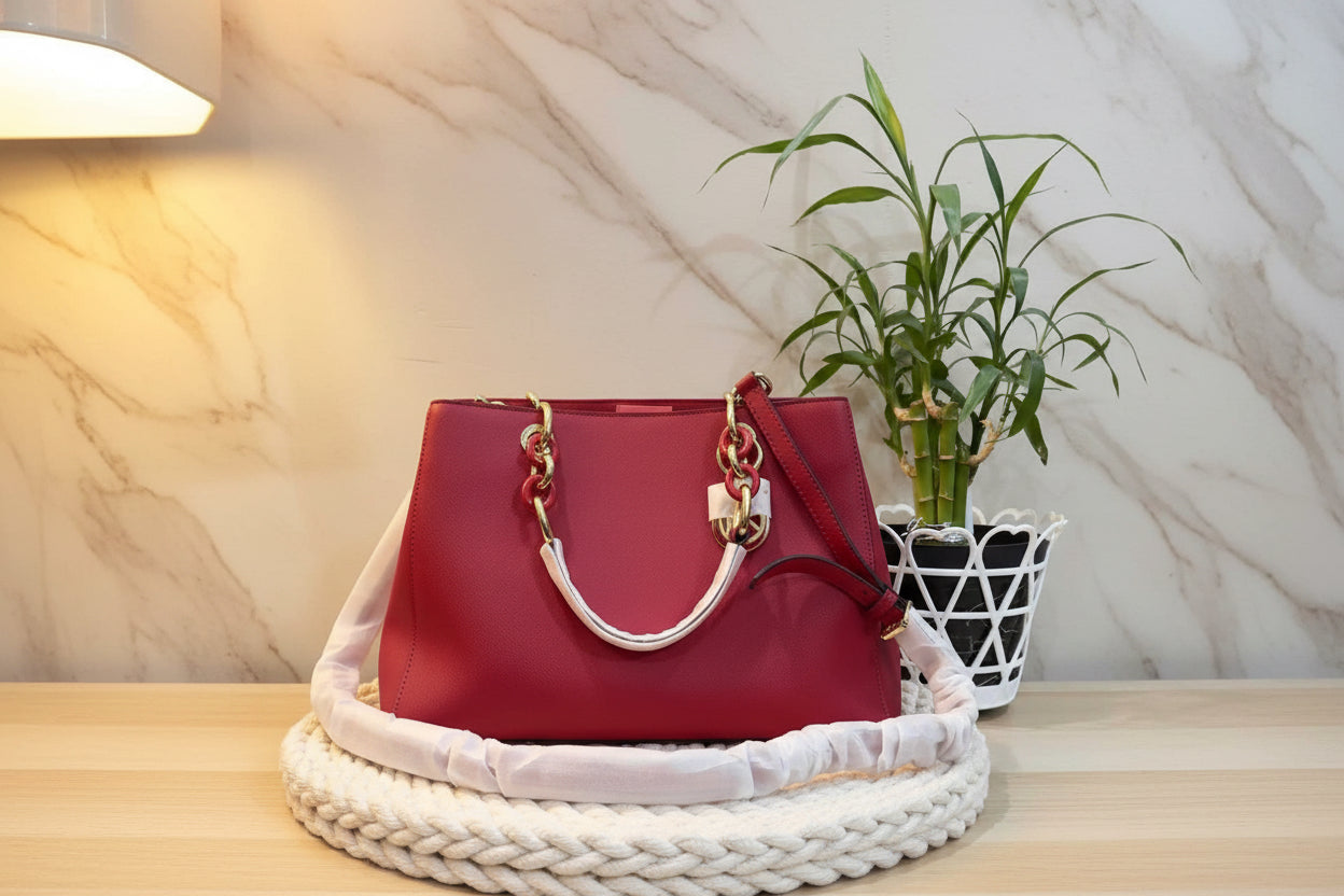 MICHAEL KORS CYNTHIA SATCHEL - SAFFIANO LEATHER -  RED - MEDIUM