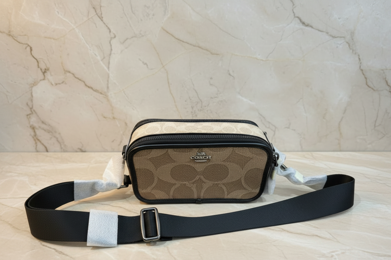 COACH WYATT CAMERA BAG - MULTI COLOR BLOCKED SAND/TAN