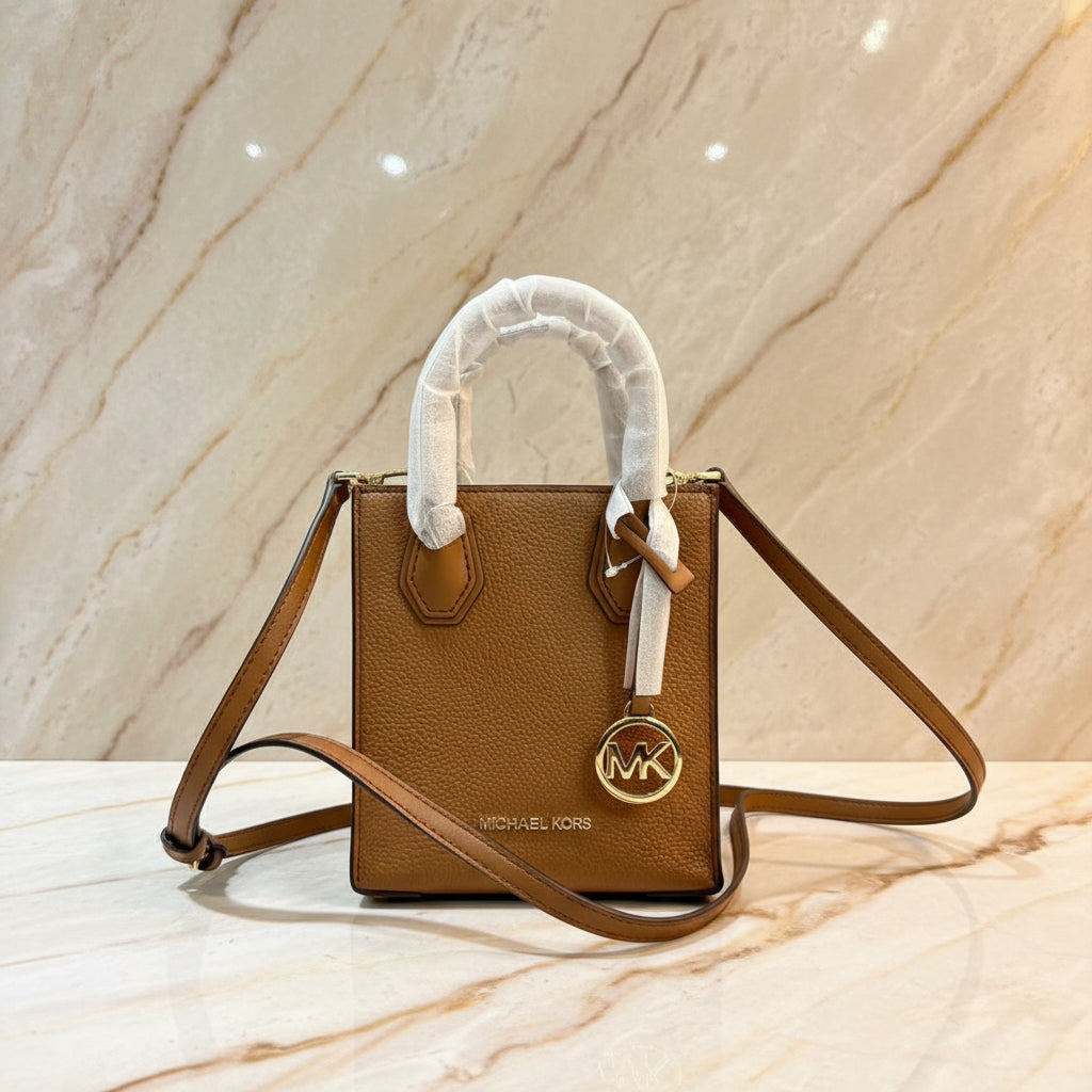 MICHAEL KORS MERCER XS MINI SHOPPER TOTE LEATHER - BROWN CARAMEL HUE